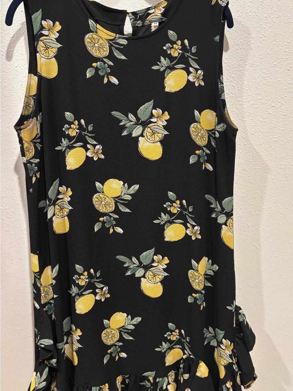 Sleeveless Black Lemon Print Dress